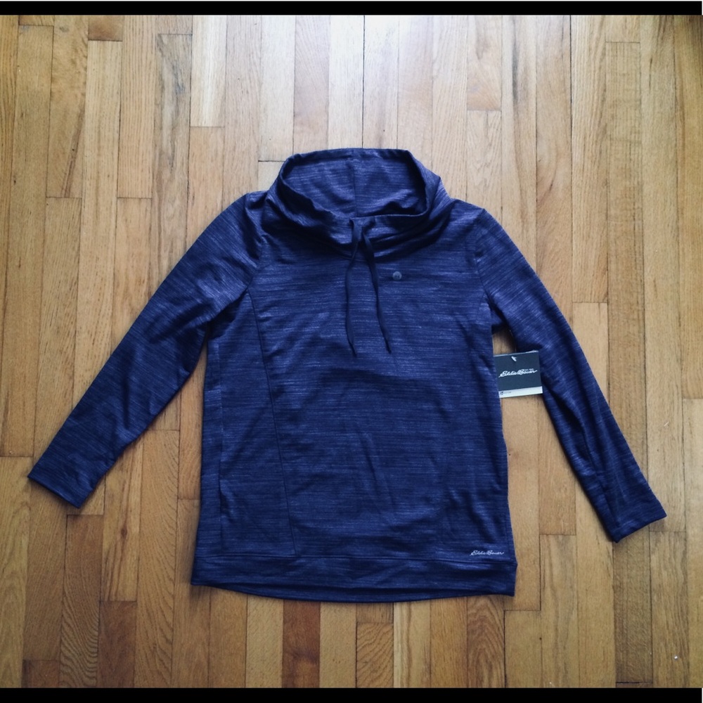 NWT Blue Eddie Bauer cowl neck workout top